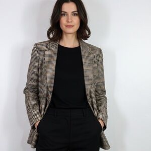 H&M Checkered Blazer - Black and Tan